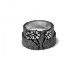 Dandelion Flower Wedding Rings