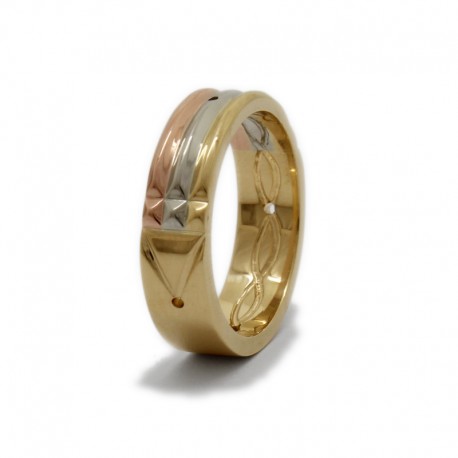Atlantis Ring in yellow, rose and white gold
