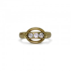 Gold Ring with Three Zircons