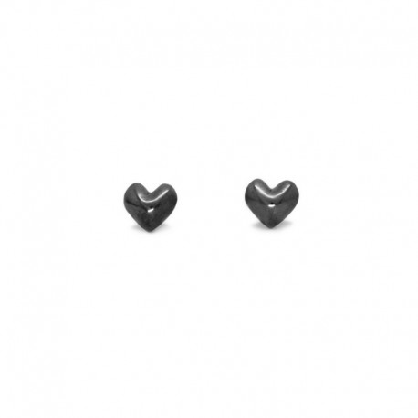 Pendientes Corazón Plata Negra