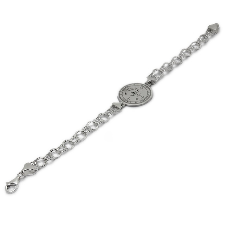 silver sigil of archangel michael bracelet with hungarian silver chain